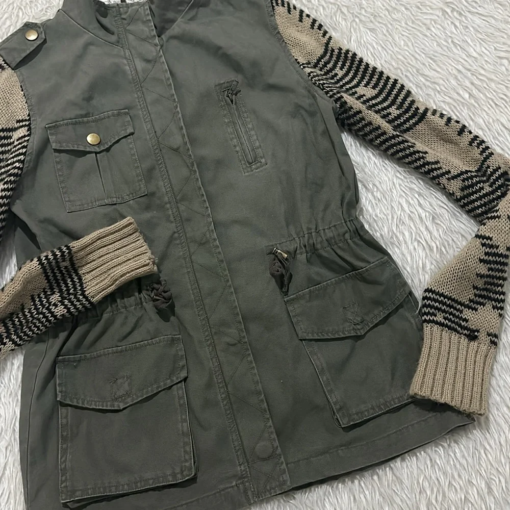 The impeccable pig green army brown knit jacket size medium - Picture 3 of 8